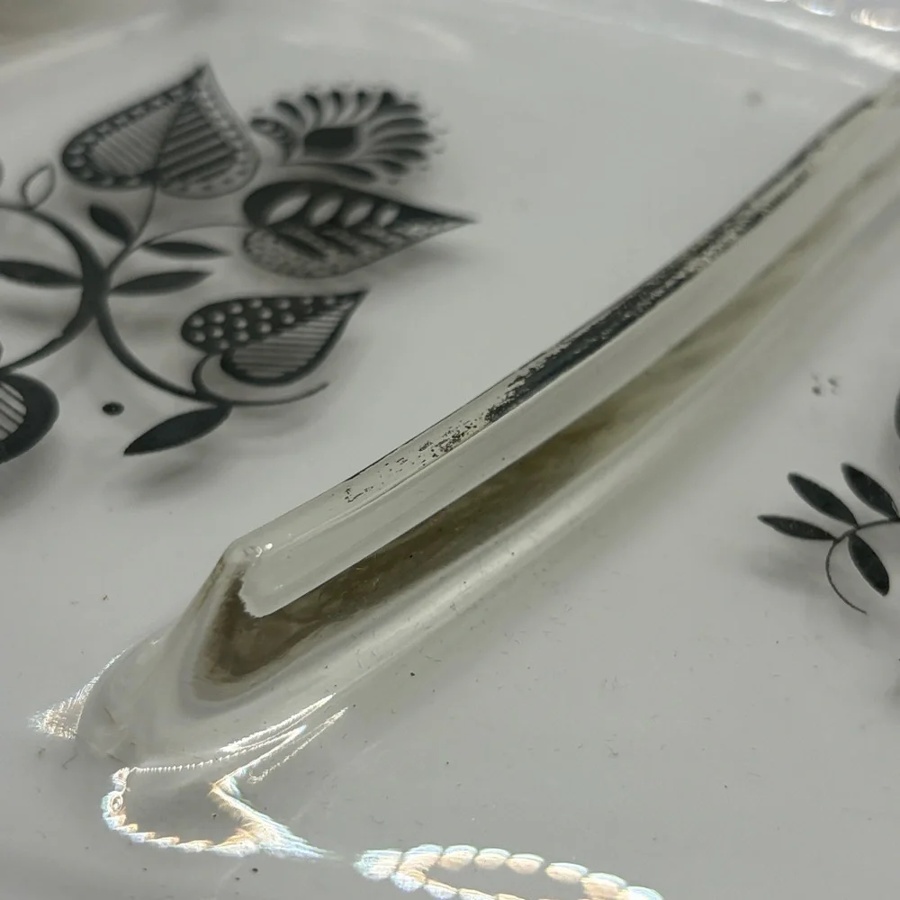 Georges Briard MCM Vintage Divided Silver Botanical Floral Glass Serving Tray